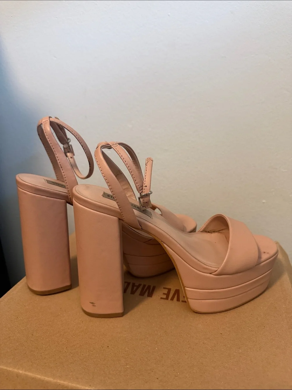 Steve Madden Nude Blush Platform Ankle-Strap Sandals